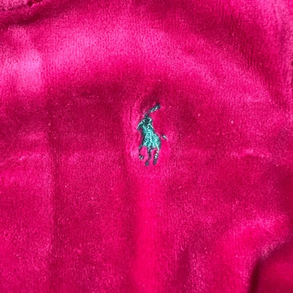 Ralph Lauren Tracksuit Girls 18M Pink Velour Zip Hoodie and Pants Set Vintage